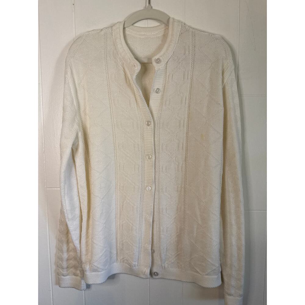 White knit cardigan large